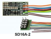 D&H SD16A-2, (3. Generation), Fahr + Sounddecoder, mit Anschlusskabel für NEM 652, SX1, SX2, DCC, 1,5 A, 8 Ausgänge, über 100 Sounds zur Auswahl